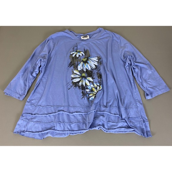 Metropolitan Blouse Top Swing Tunic Women's 3X Purple Floral Tiered Long Sleeve - Picture 1 of 10